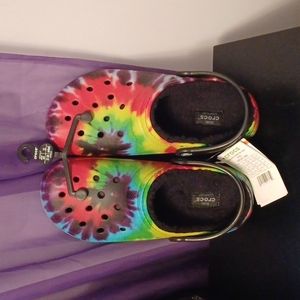 New Crocs Unisex Classic Lined Tie Dye Clogs Size 7 Women